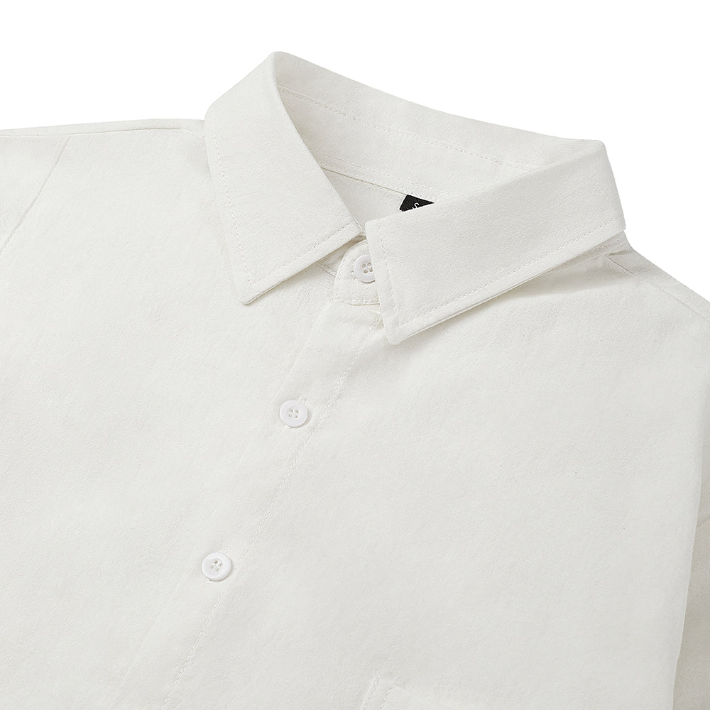 Cotton Short-sleeve Shirt - White - Image 5