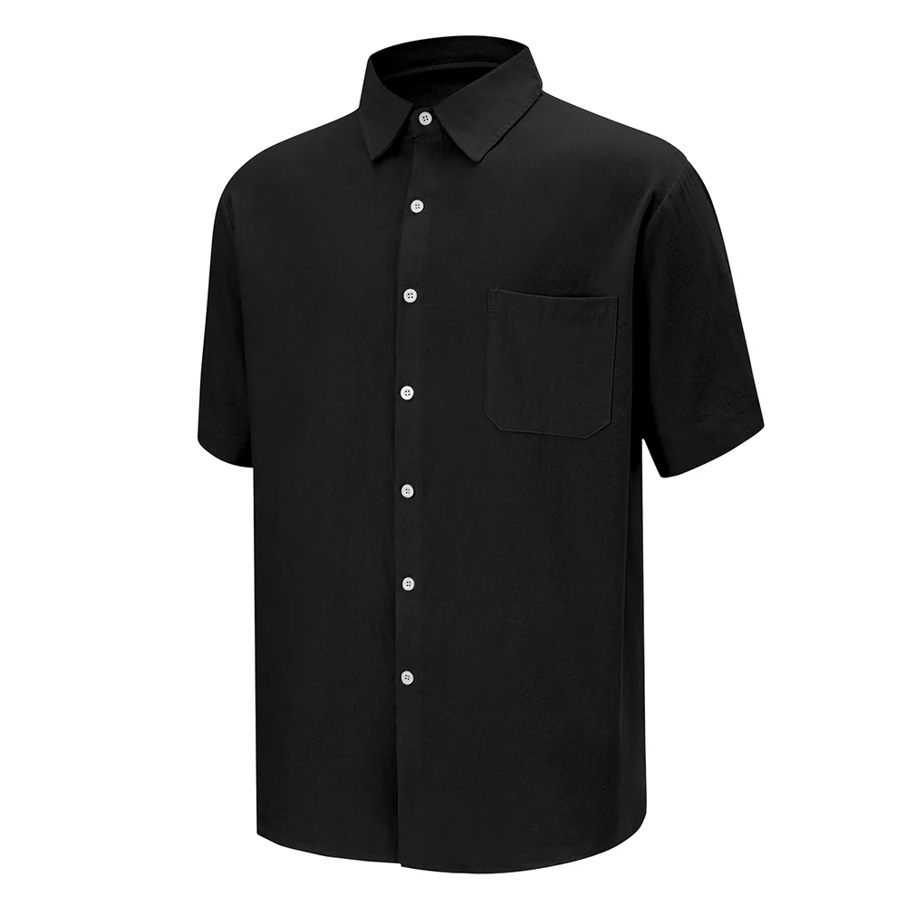 Cotton Short-sleeve Shirt - Black - Image 3