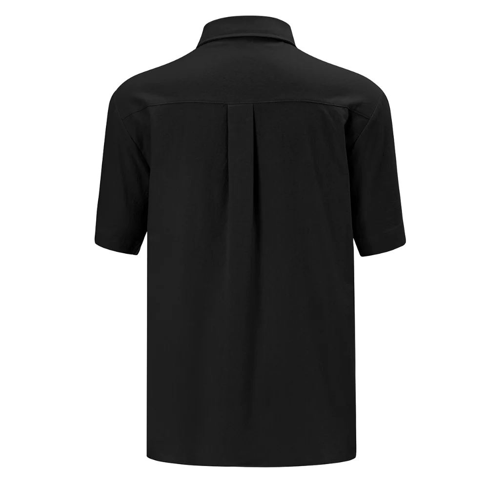 Cotton Short-sleeve Shirt - Black - Image 4