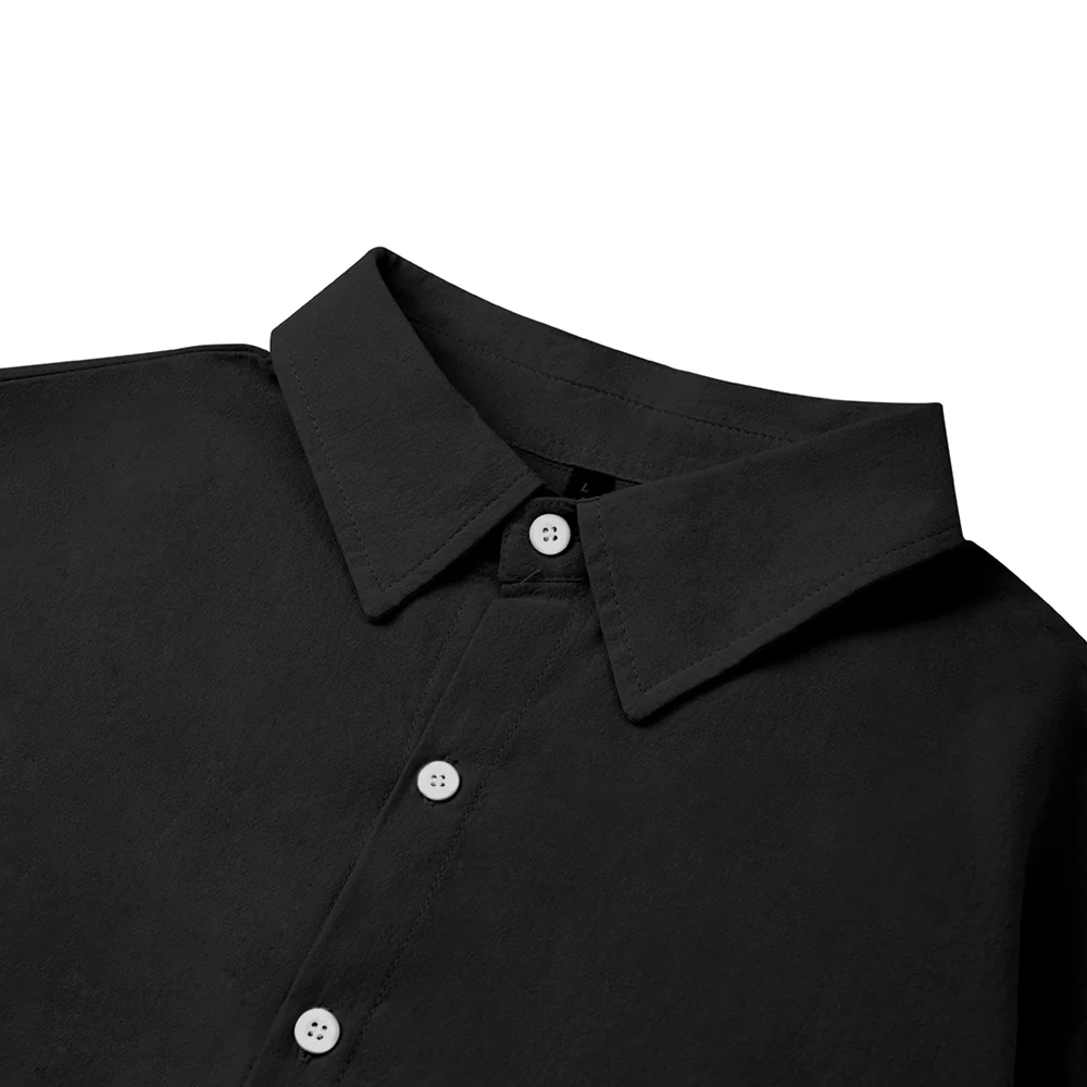 Cotton Short-sleeve Shirt - Black - Image 5