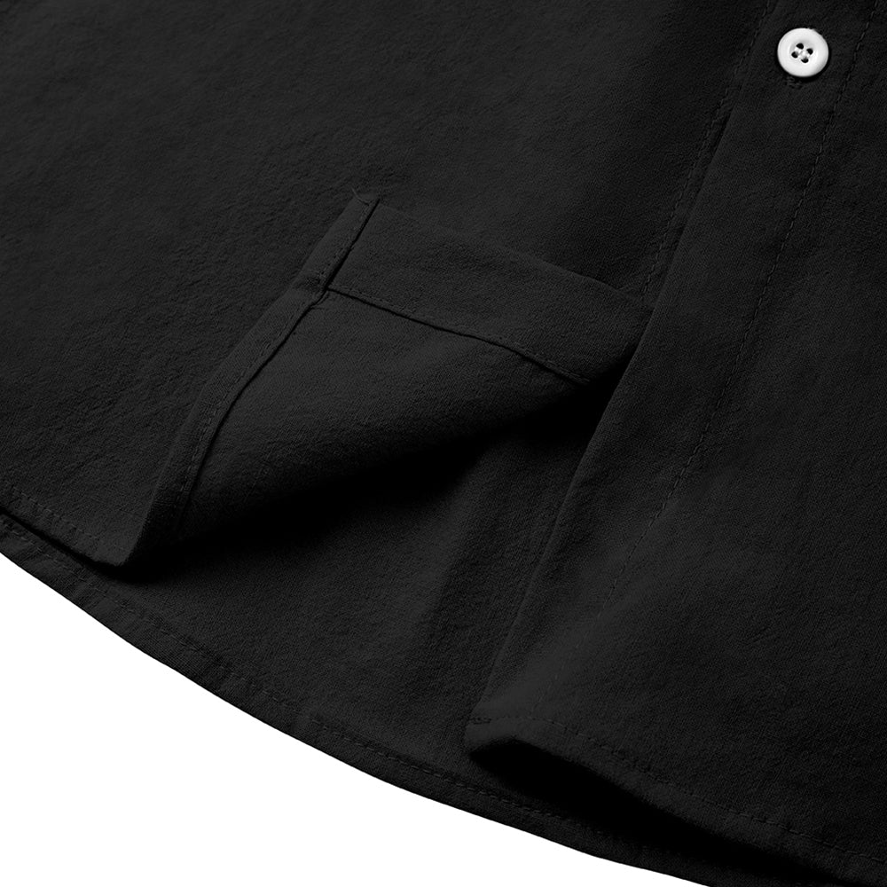 Cotton Short-sleeve Shirt - Black - Image 6