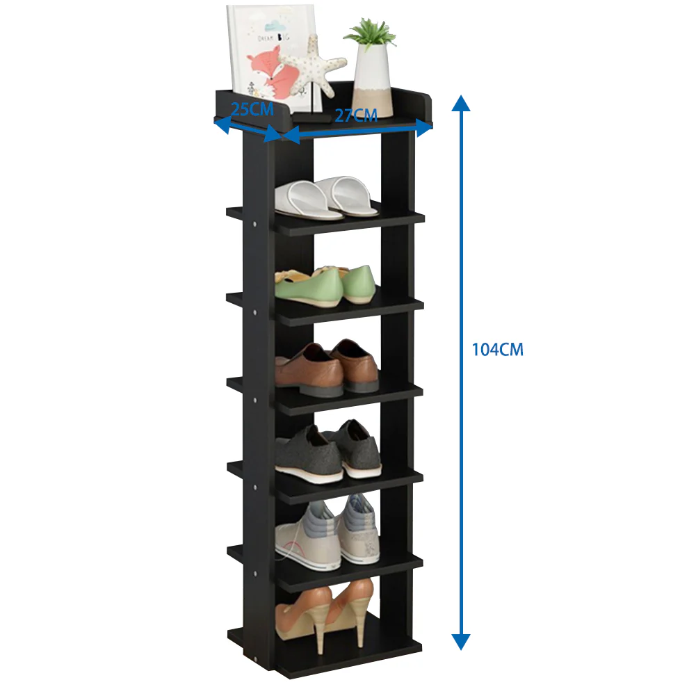 Cottonfy UK 7-Tier Wooden Narrow Shoes Rack - Image 3