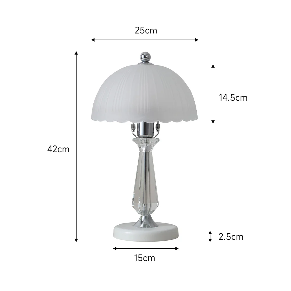 Cottonfy UK Crystal Table Lamp With Scalloped Lampshade - Image 8