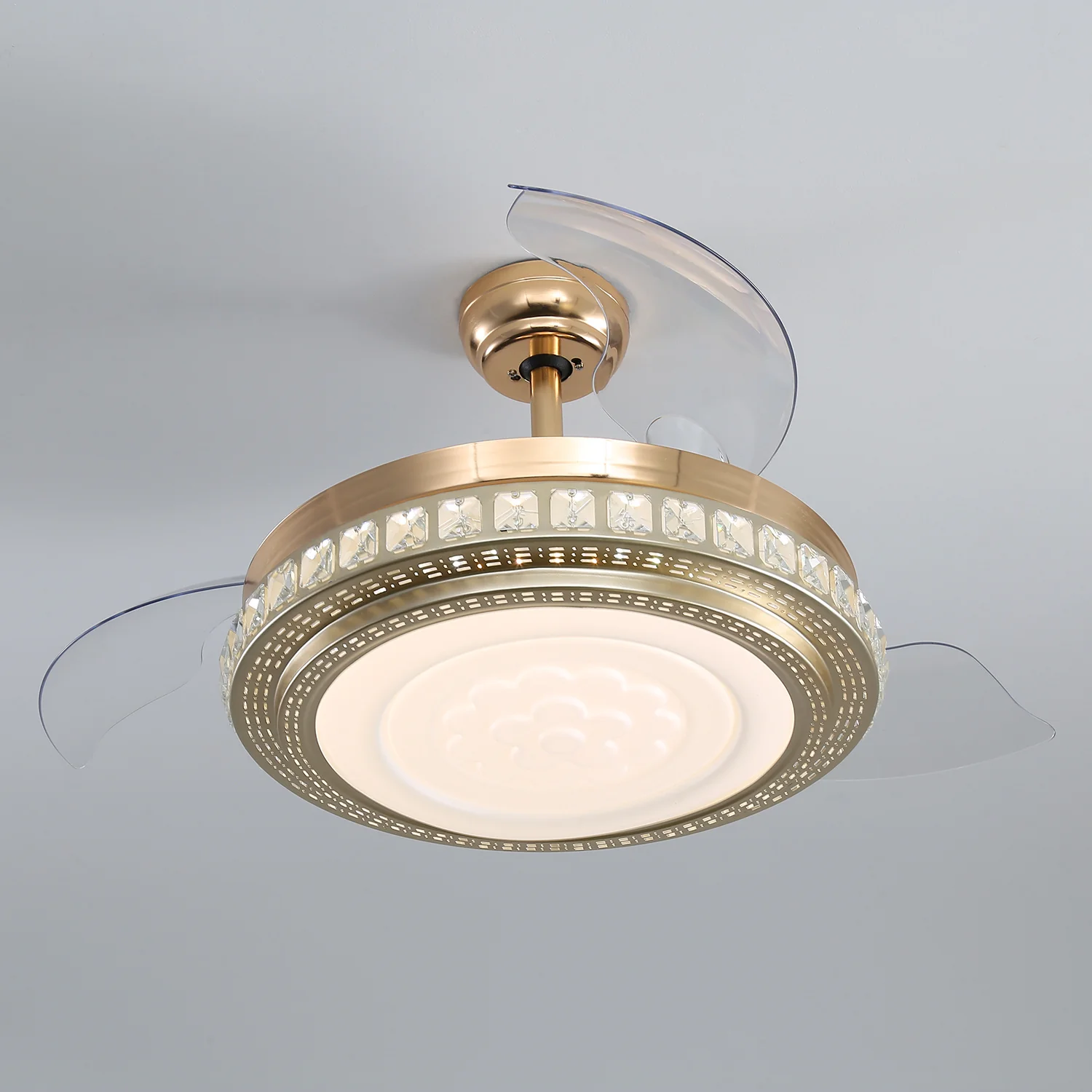 Cottonfy UK Decorative Gold Finish Crystal Ceiling Fan - Image 4