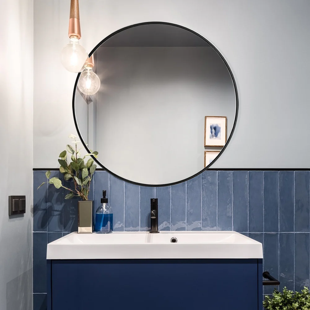Livingandhome Home Round Bathroom Framed Mirror Wall Hanging - Image 10