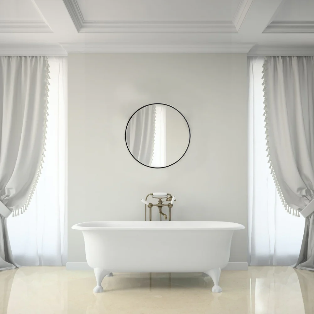 Livingandhome Home Round Bathroom Framed Mirror Wall Hanging - Image 11