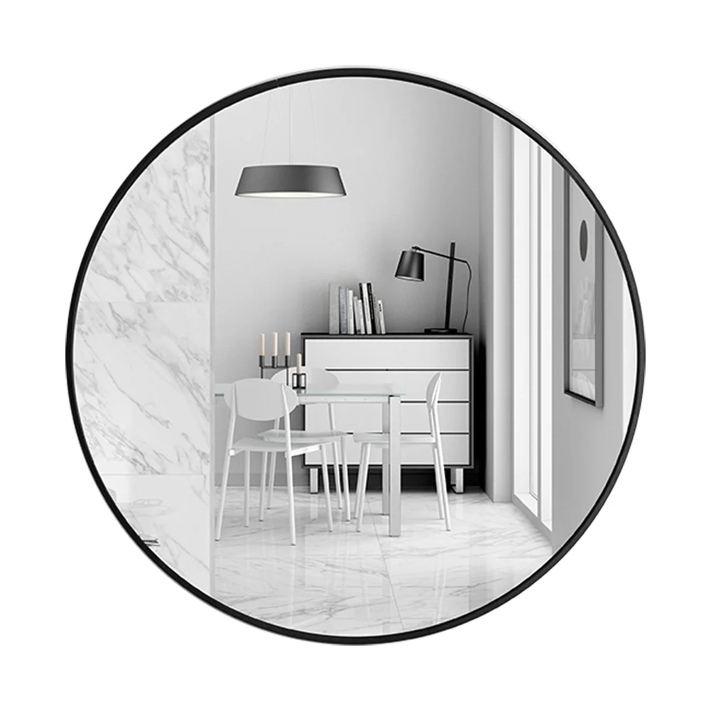 Livingandhome Home Round Bathroom Framed Mirror Wall Hanging - Image 12