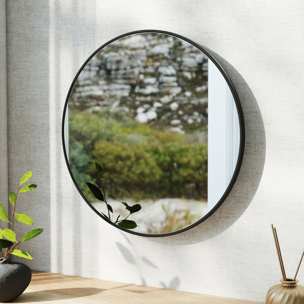 Livingandhome Home Round Bathroom Framed Mirror Wall Hanging - Image 14