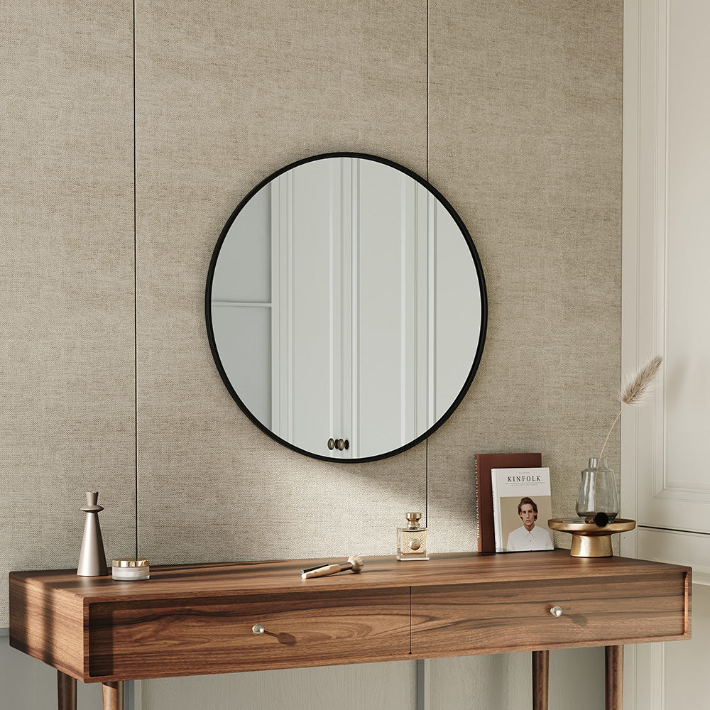 Livingandhome Home Round Bathroom Framed Mirror Wall Hanging - Image 17