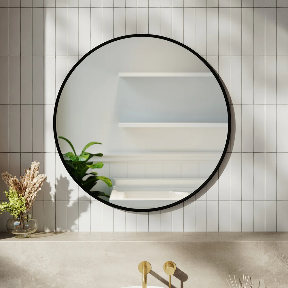 Livingandhome Home Round Bathroom Framed Mirror Wall Hanging - Image 18