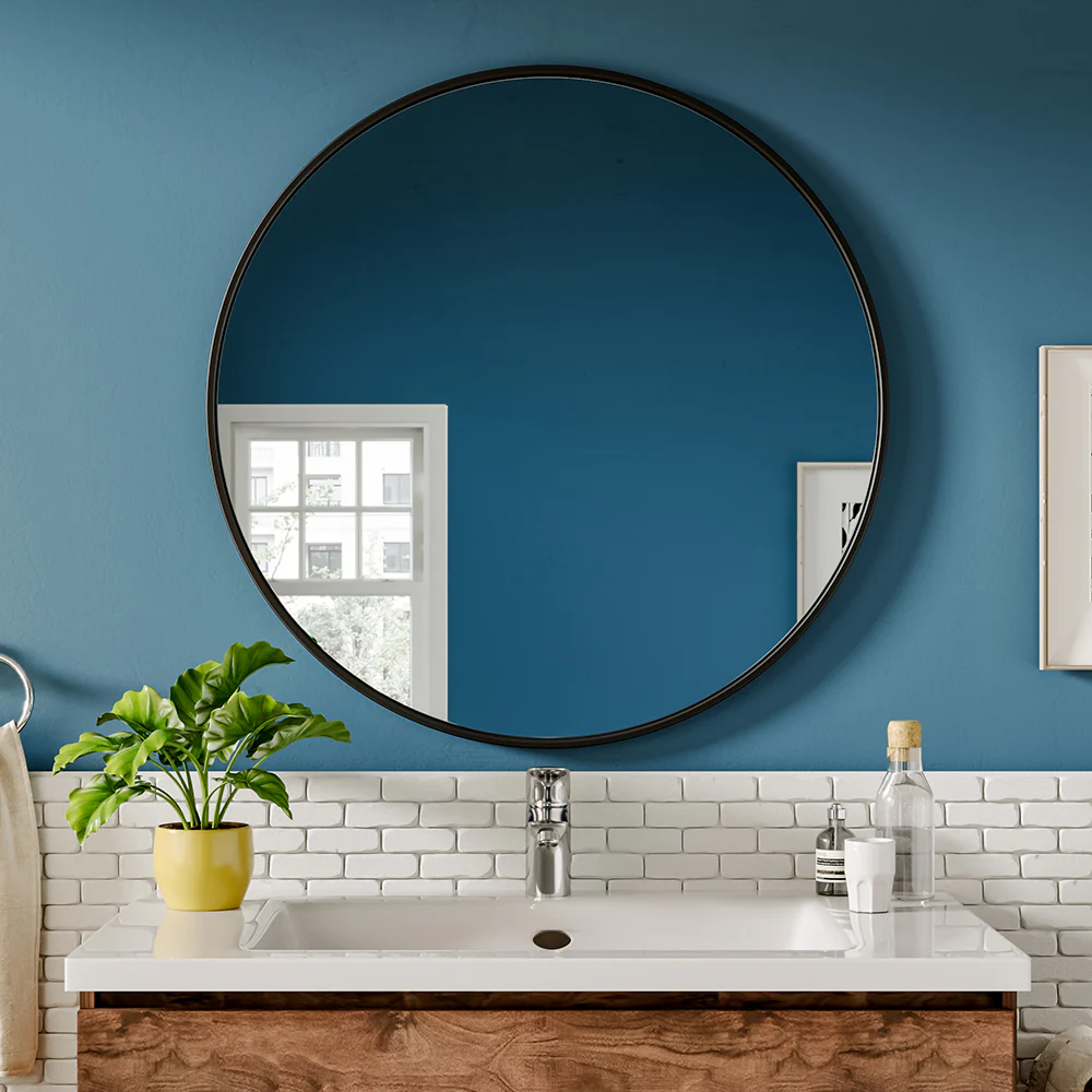 Livingandhome Home Round Bathroom Framed Mirror Wall Hanging - Image 21