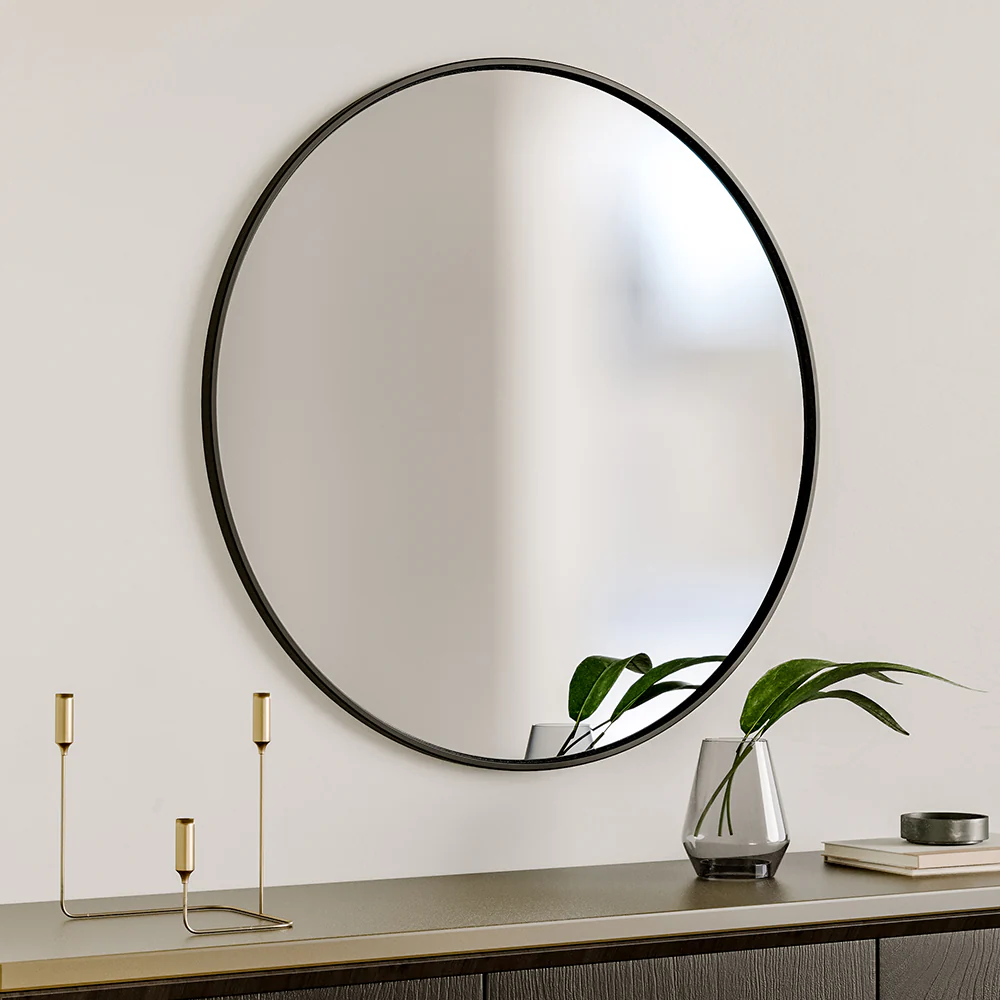 Livingandhome Home Round Bathroom Framed Mirror Wall Hanging - Image 22