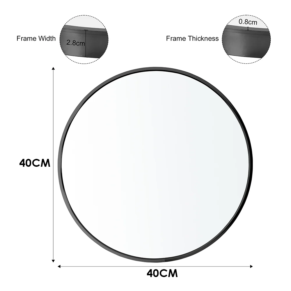 Livingandhome Home Round Bathroom Framed Mirror Wall Hanging - Image 27