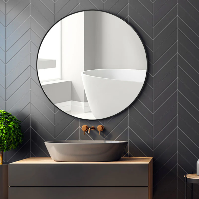 Livingandhome Home Round Bathroom Framed Mirror Wall Hanging - Image 3