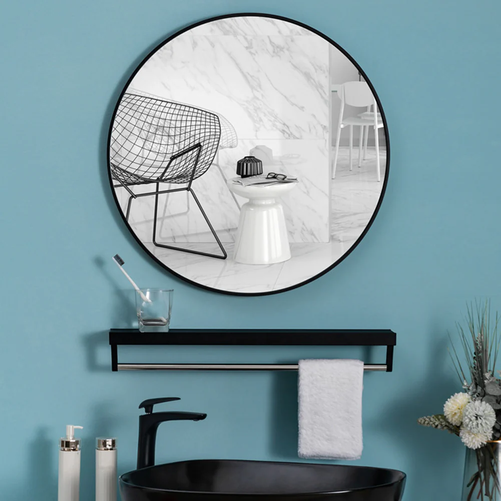 Livingandhome Home Round Bathroom Framed Mirror Wall Hanging - Image 7
