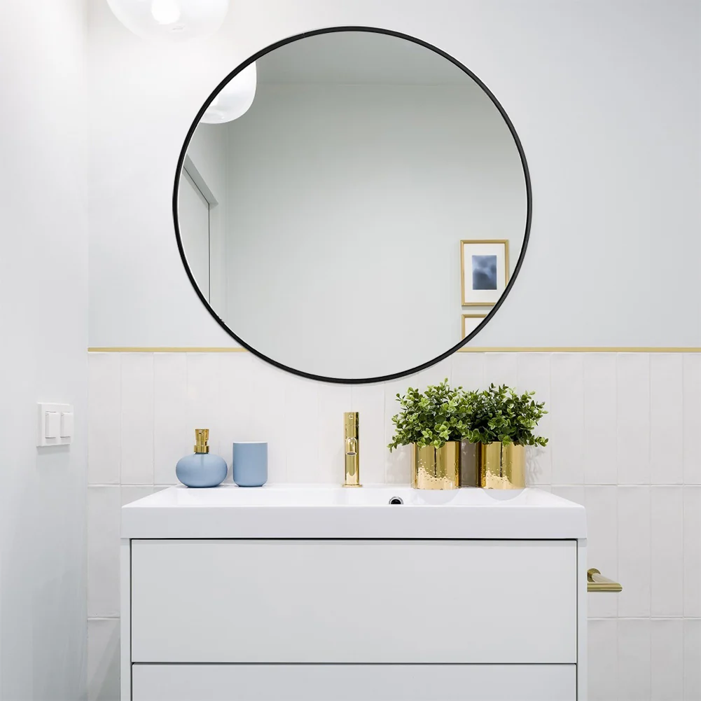 Livingandhome Home Round Bathroom Framed Mirror Wall Hanging - Image 8