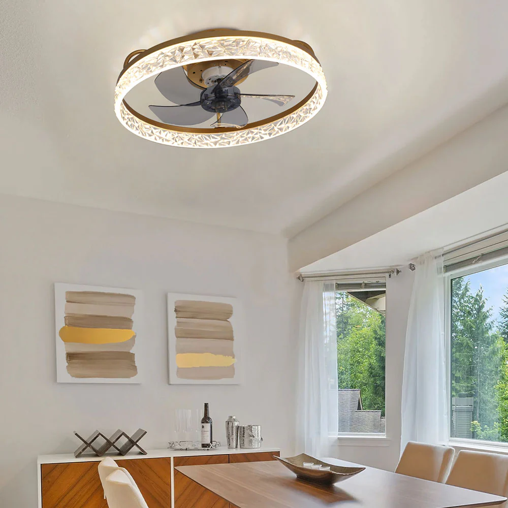 Cottonfy UK Round Ceiling Fan Light with Crystal Shade - Image 2