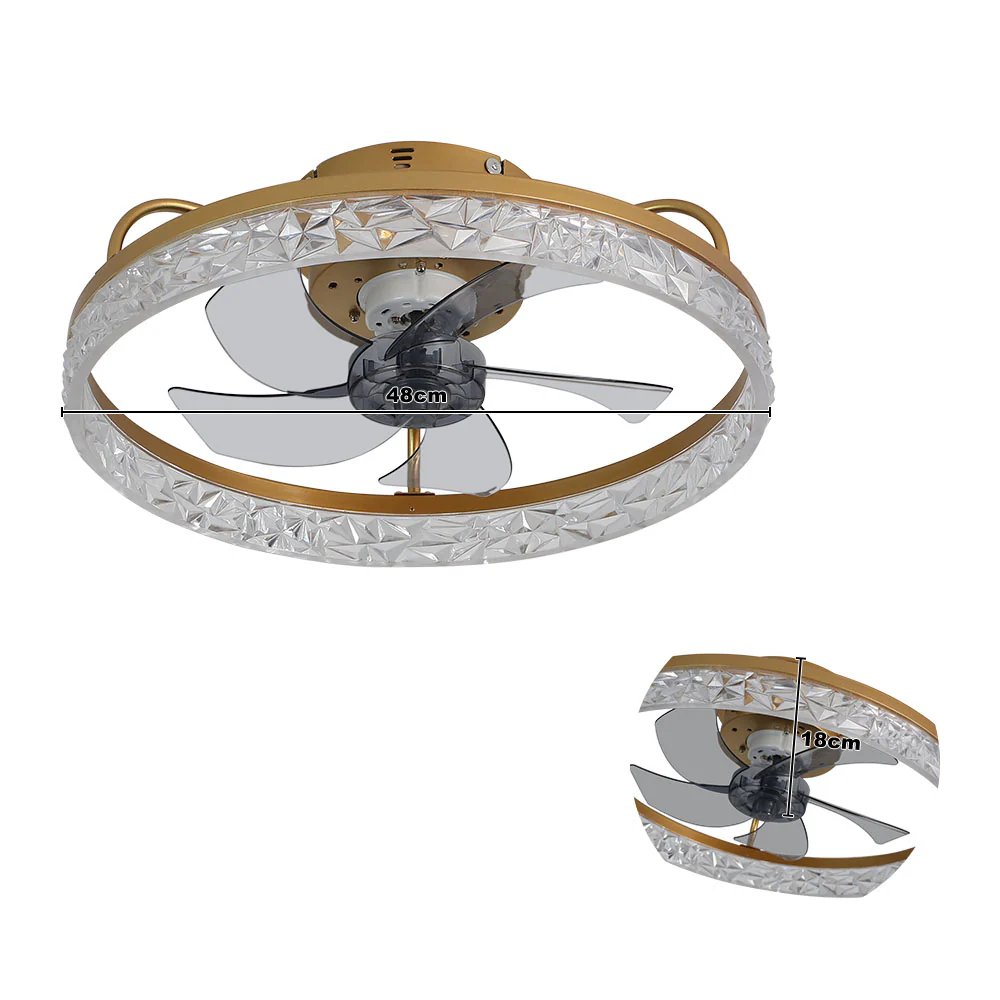 Cottonfy UK Round Ceiling Fan Light with Crystal Shade - Image 3