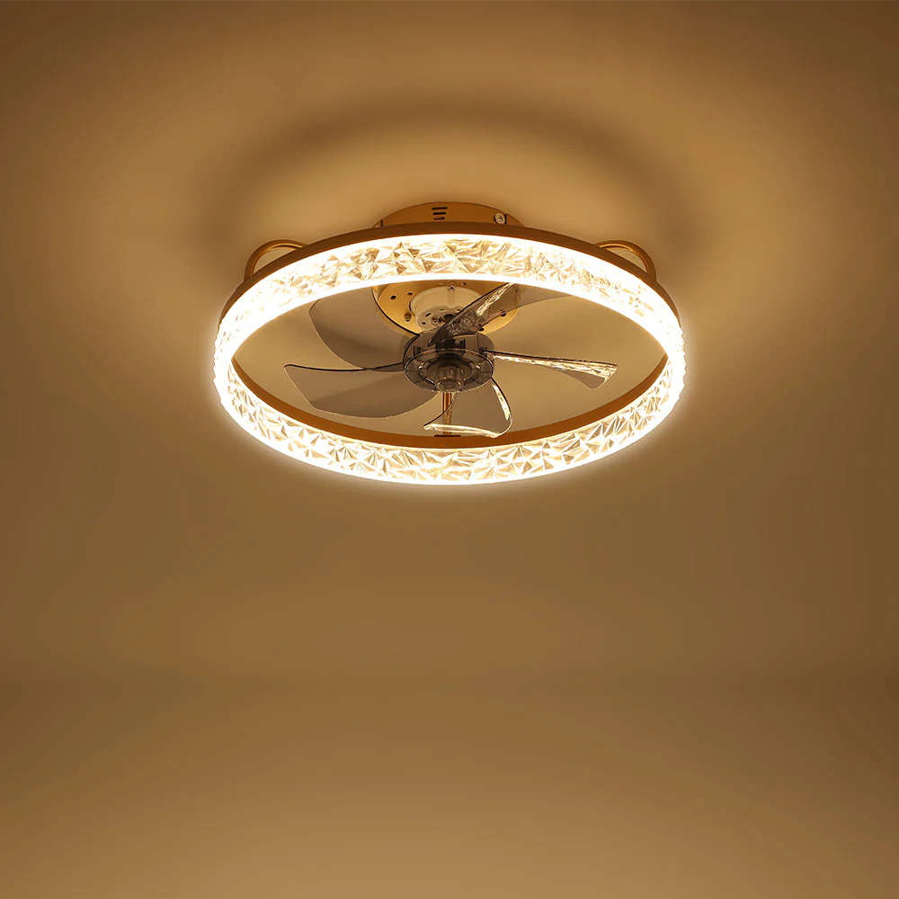 Cottonfy UK Round Ceiling Fan Light with Crystal Shade - Image 4