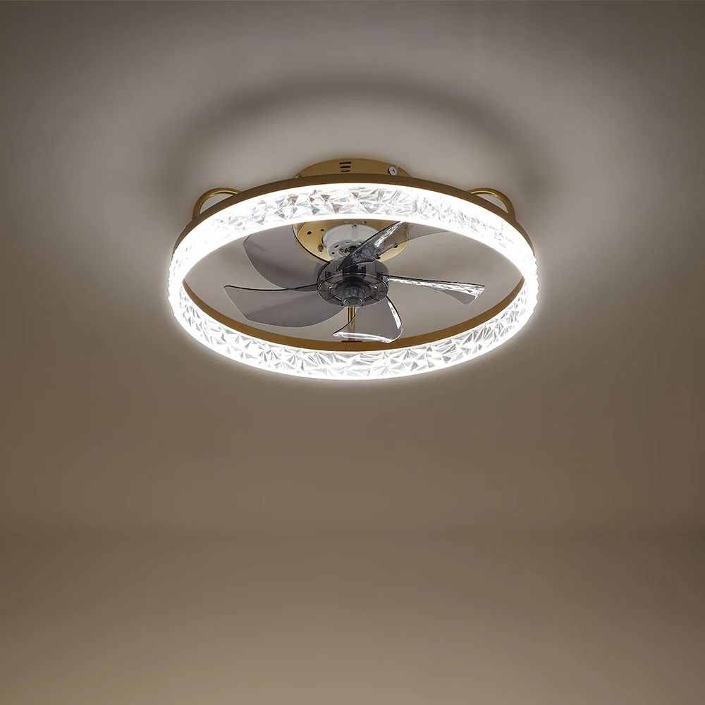Cottonfy UK Round Ceiling Fan Light with Crystal Shade - Image 6