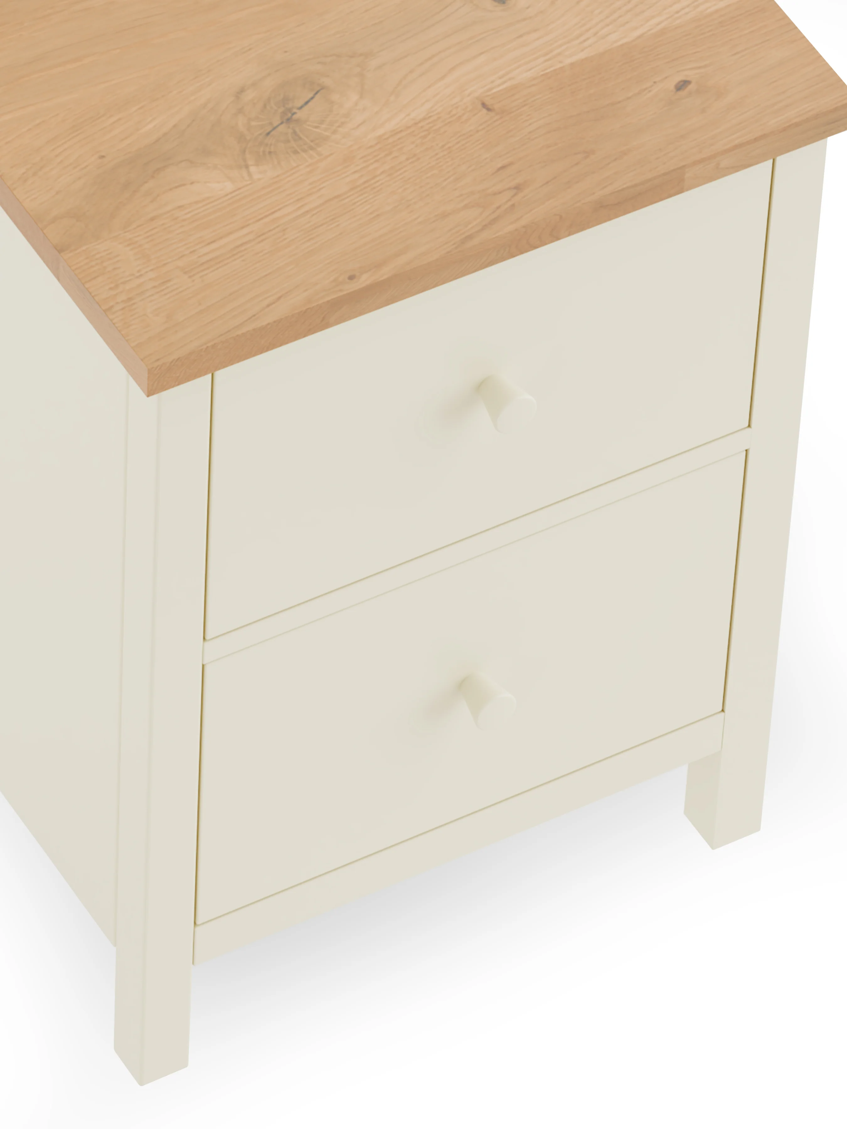 Rowan 2 Drawer Bedside - Ivory And Oak - Image 2
