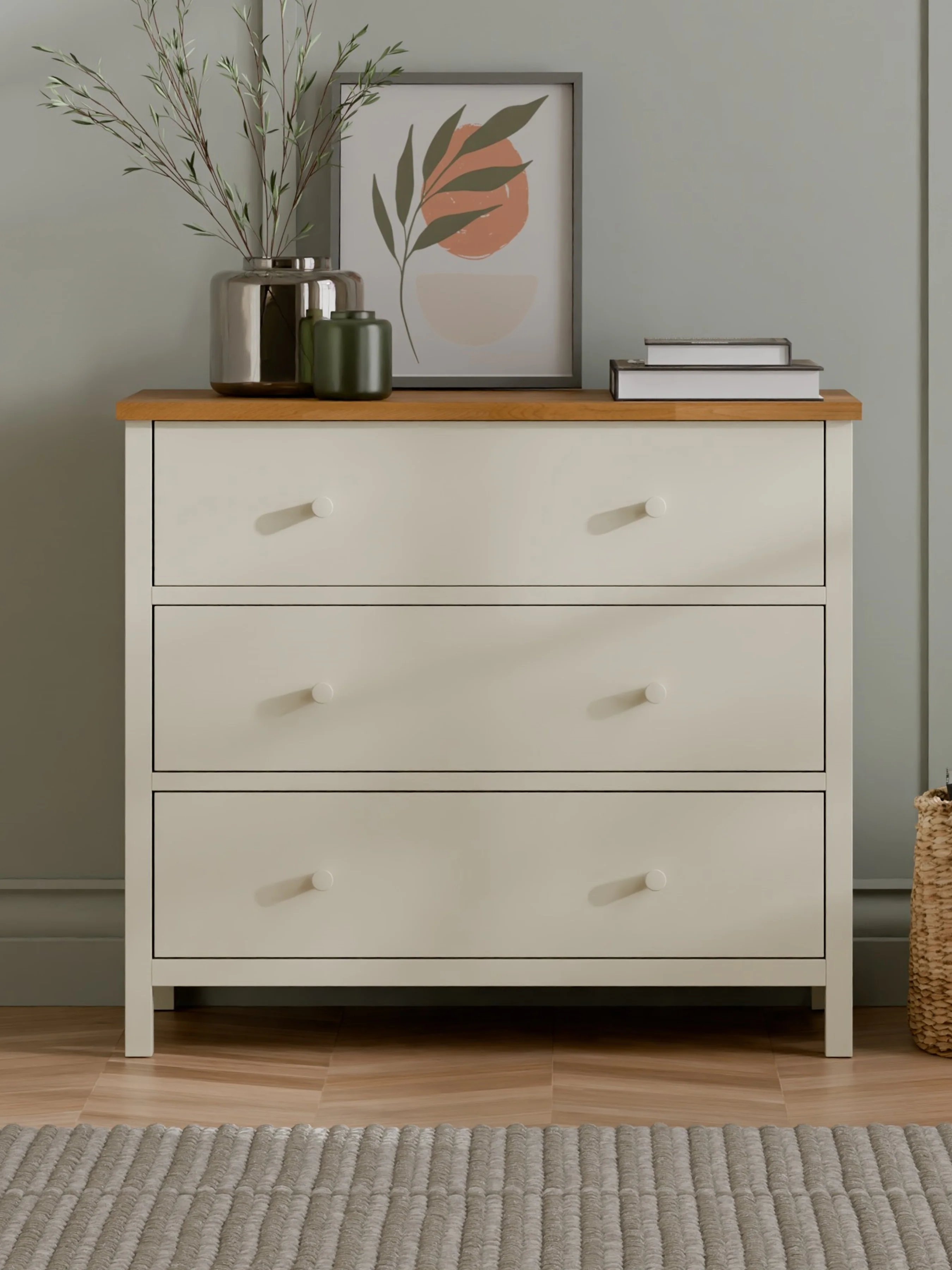 Rowan 3 Drawer Chest - Ivory And Oak