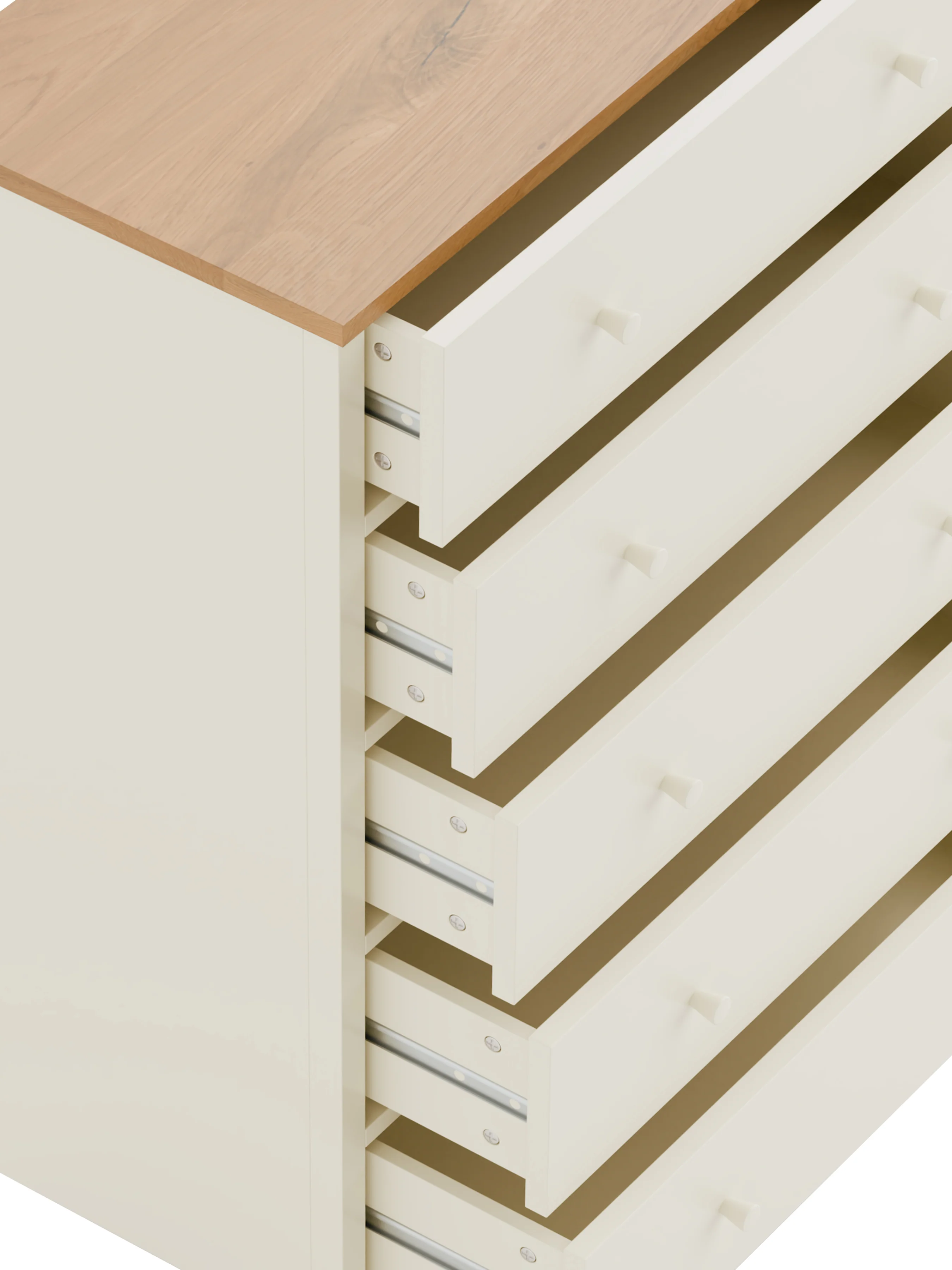Rowan 5 Drawer Wide Chest - Ivory And Oak - Image 3