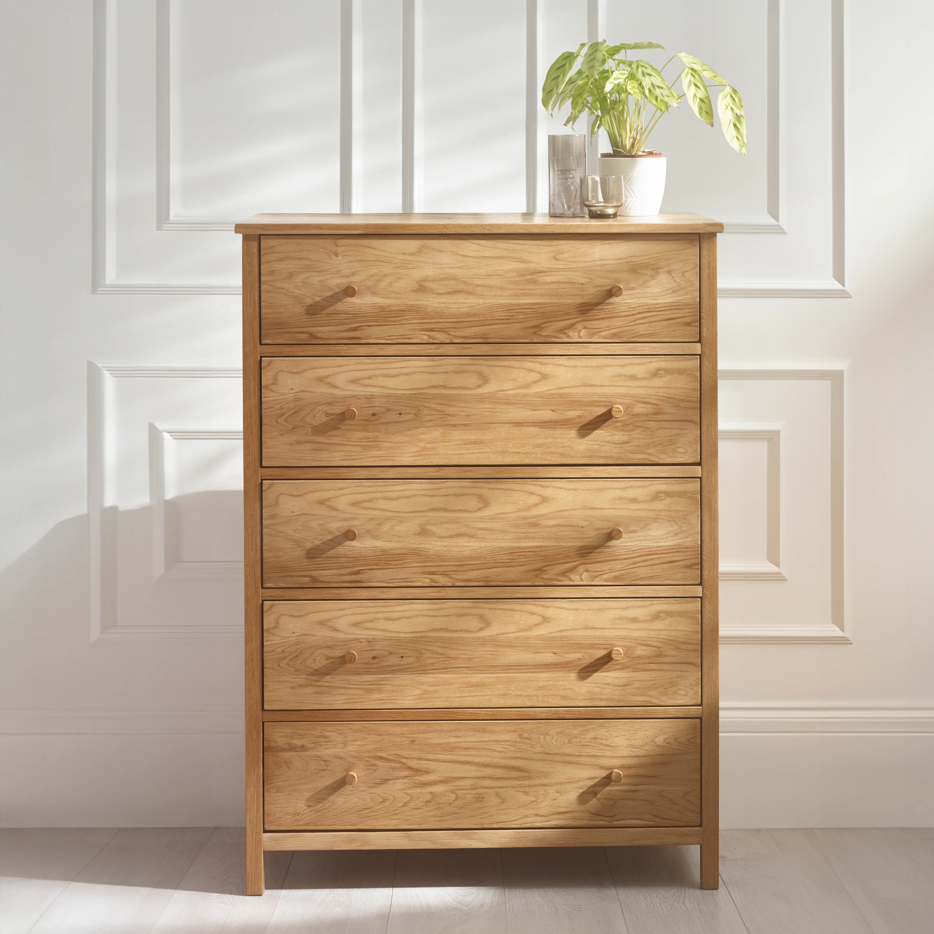 Rowan 5 Drawer Wide Chest - Oak - Image 2