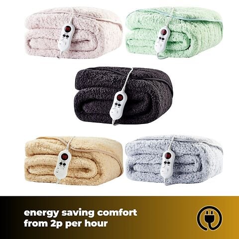 Cozy Night Electric Heated Throw Blanket - 9 Heat Settings & 9 Timer Settings Machine Washable - Luxurious Sherpa Fleece Grey - Image 4