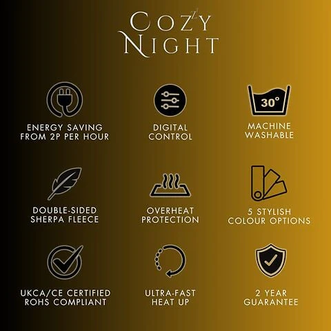 Cozy Night Electric Heated Throw Blanket - 9 Heat Settings & 9 Timer Settings Machine Washable - Luxurious Sherpa Fleece Grey - Image 9