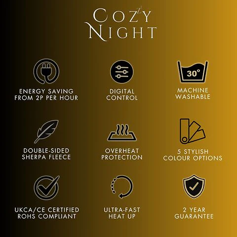 Cozy Night Electric Heated Throw Blanket - 9 Heat Settings & 9 Timer Settings Machine Washable - Luxurious Sherpa Fleece Sand - Image 9