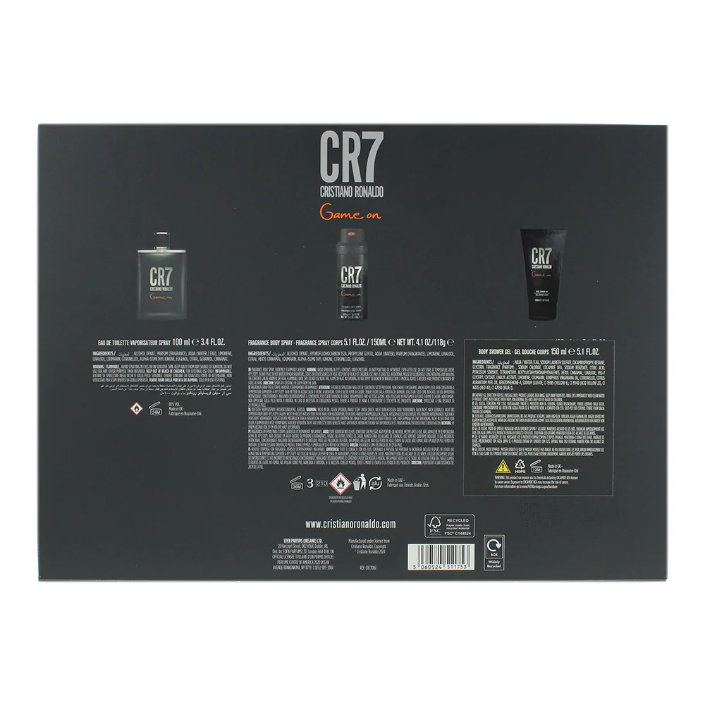 Cristiano Ronaldo Cr7 Game On 3 Piece Gift Set: Eau De Toilette 100ml - Shower G - Image 2