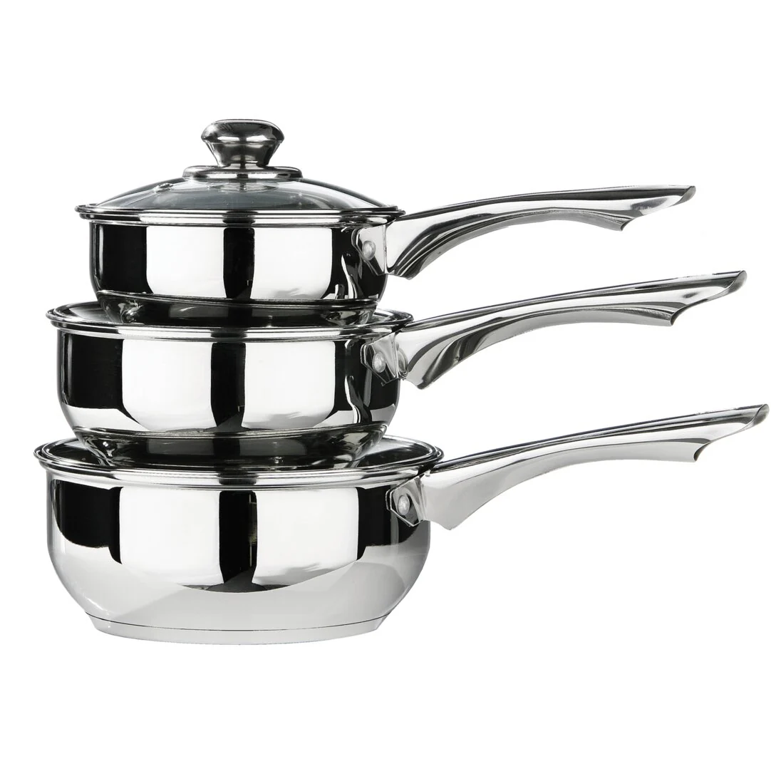 Crosse Set of 3 Stainless Steel Saucepans with Glass Lids - Image 4