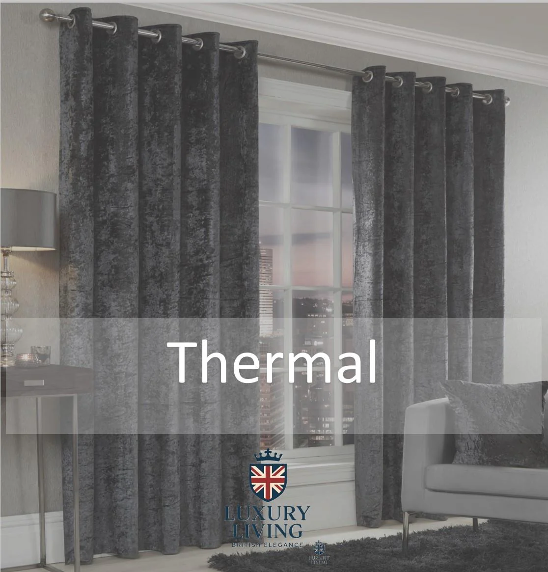 Crushed Velvet Lined Ring Top Curtains - Image 3