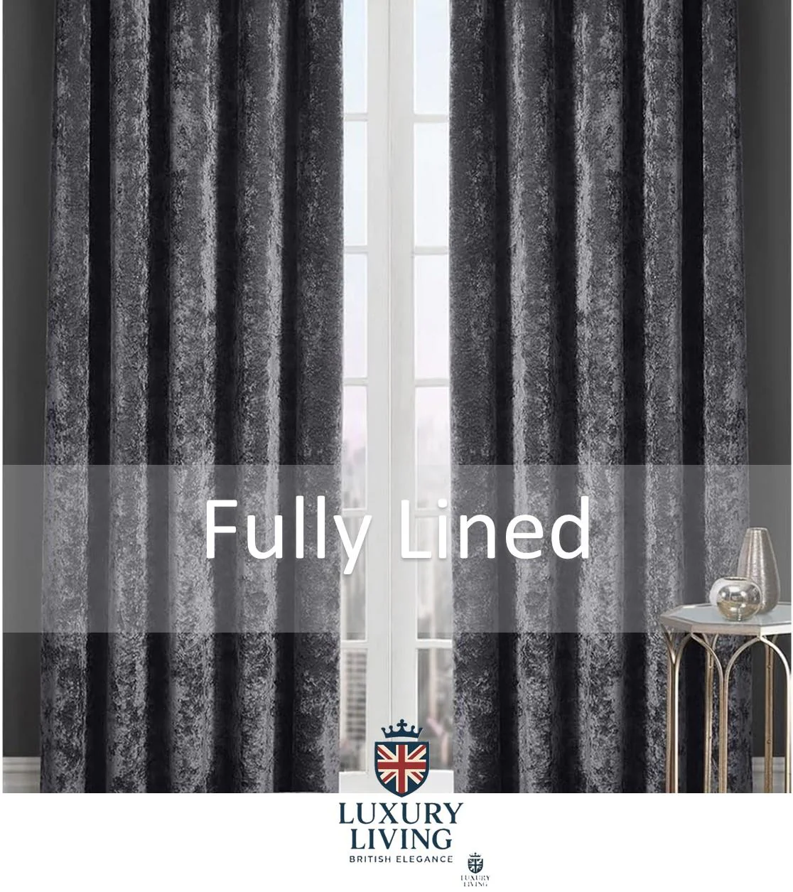Crushed Velvet Lined Ring Top Curtains - Image 7