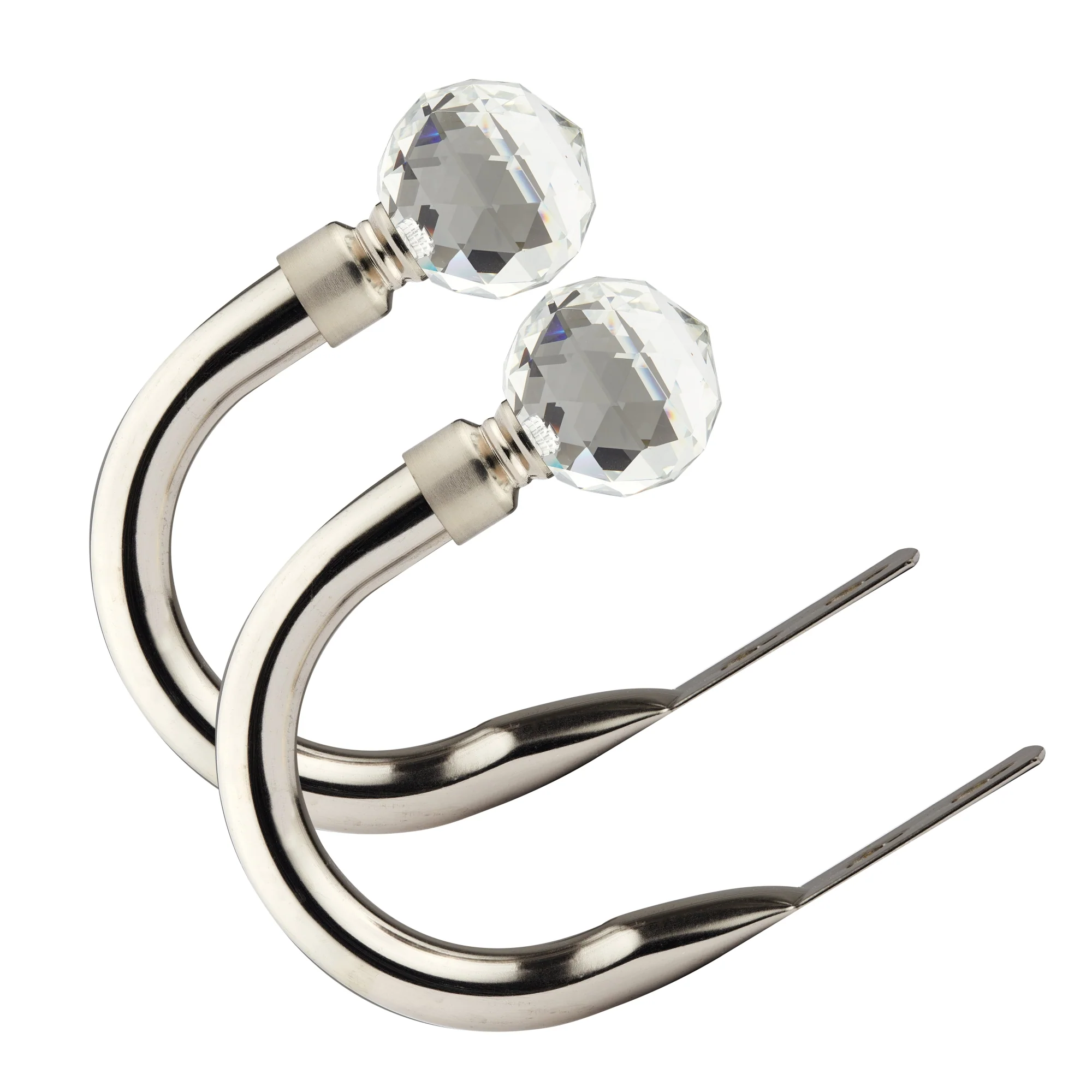 Crystal - Pair of Holdaback Tiebacks with End Finials in Matt Black - Image 8