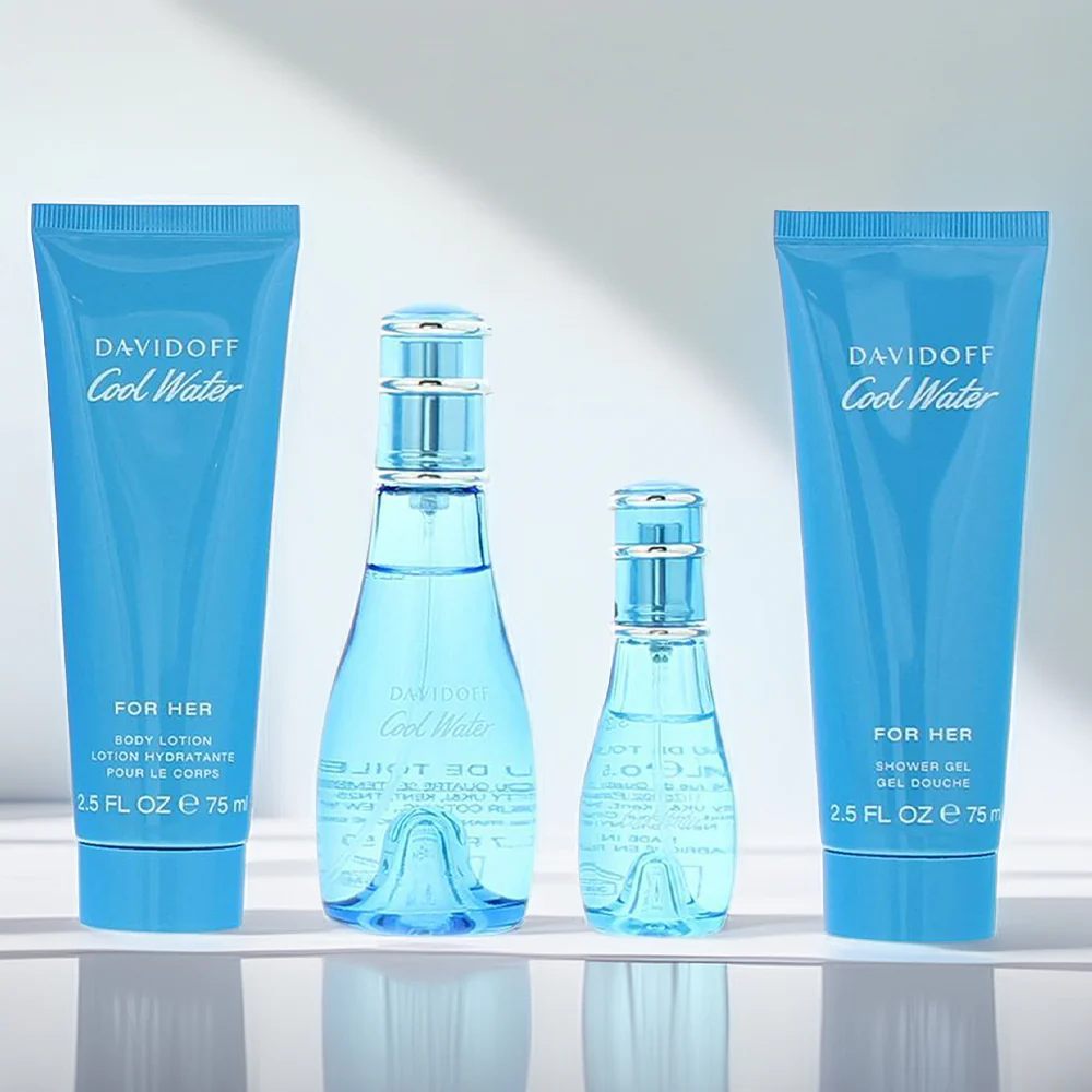 Davidoff Cool Water Woman 4 Piece Gift Set: Eau De Toilette 50ml, Shower Gel, Body Lotion, Eau De Toilette 15ml - Image 2