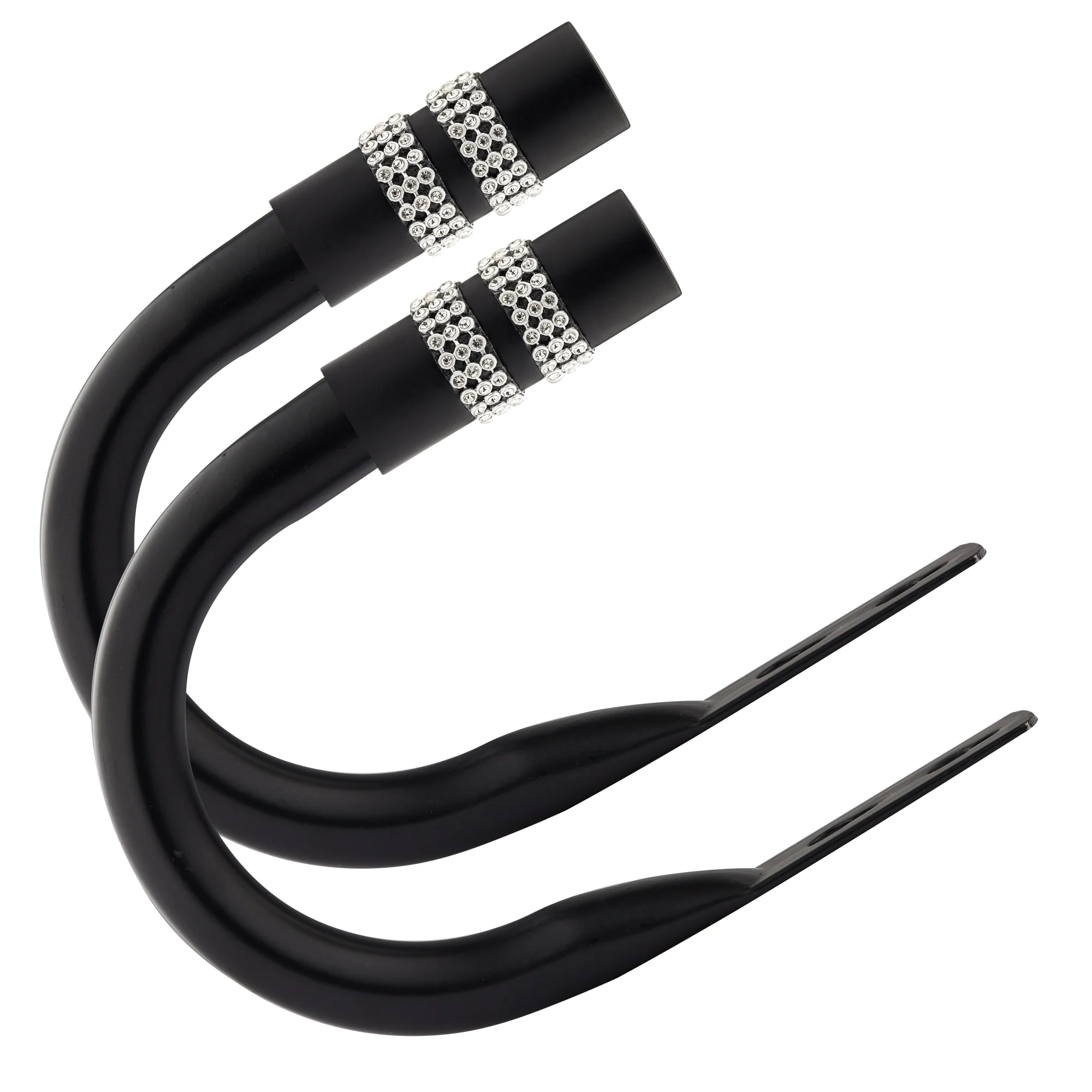 Diamante - Pair of Holdaback Tiebacks with End Finials in Matt Black - Image 2