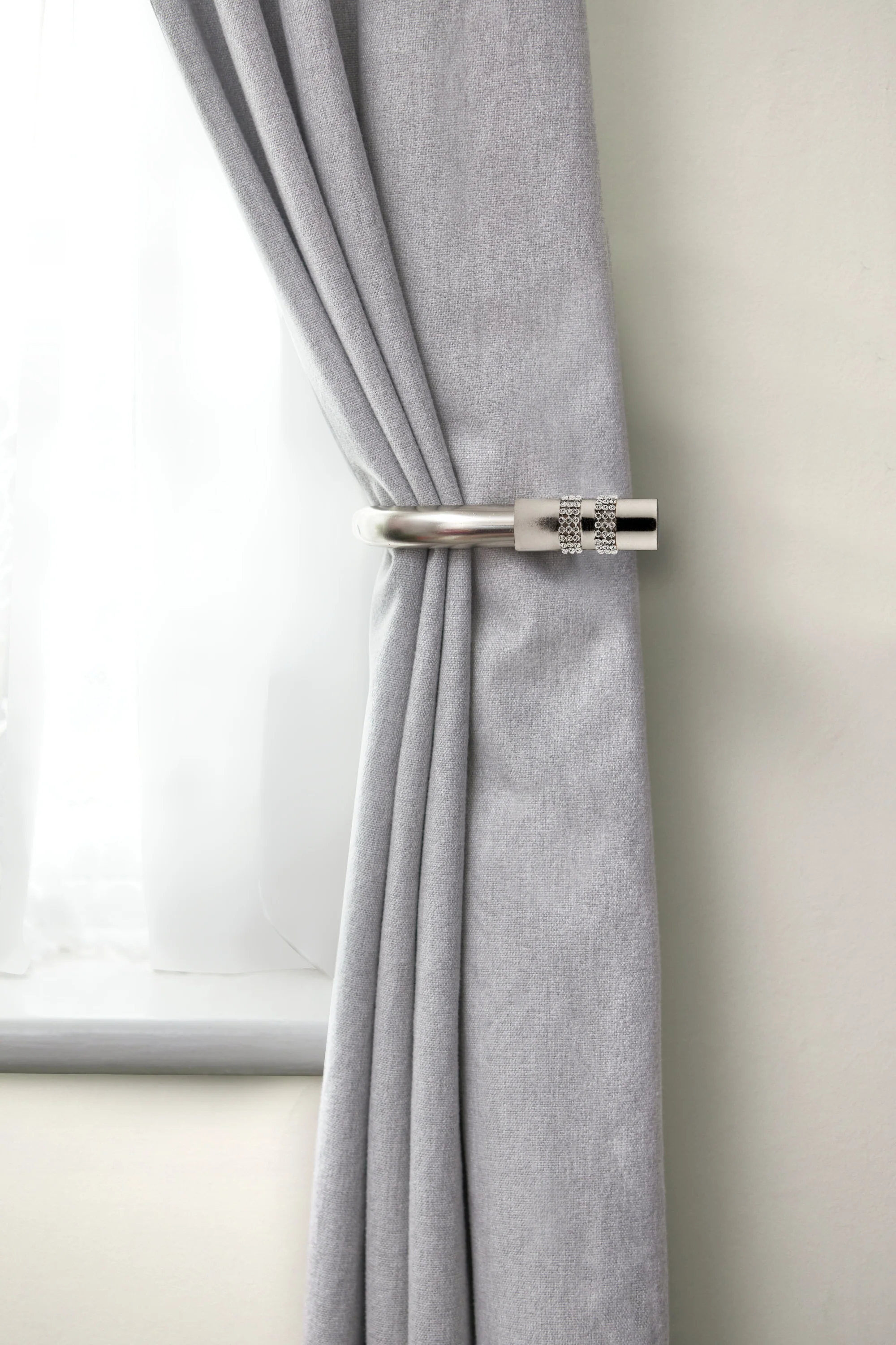 Diamante - Pair of Holdaback Tiebacks with End Finials in Matt Black - Image 5