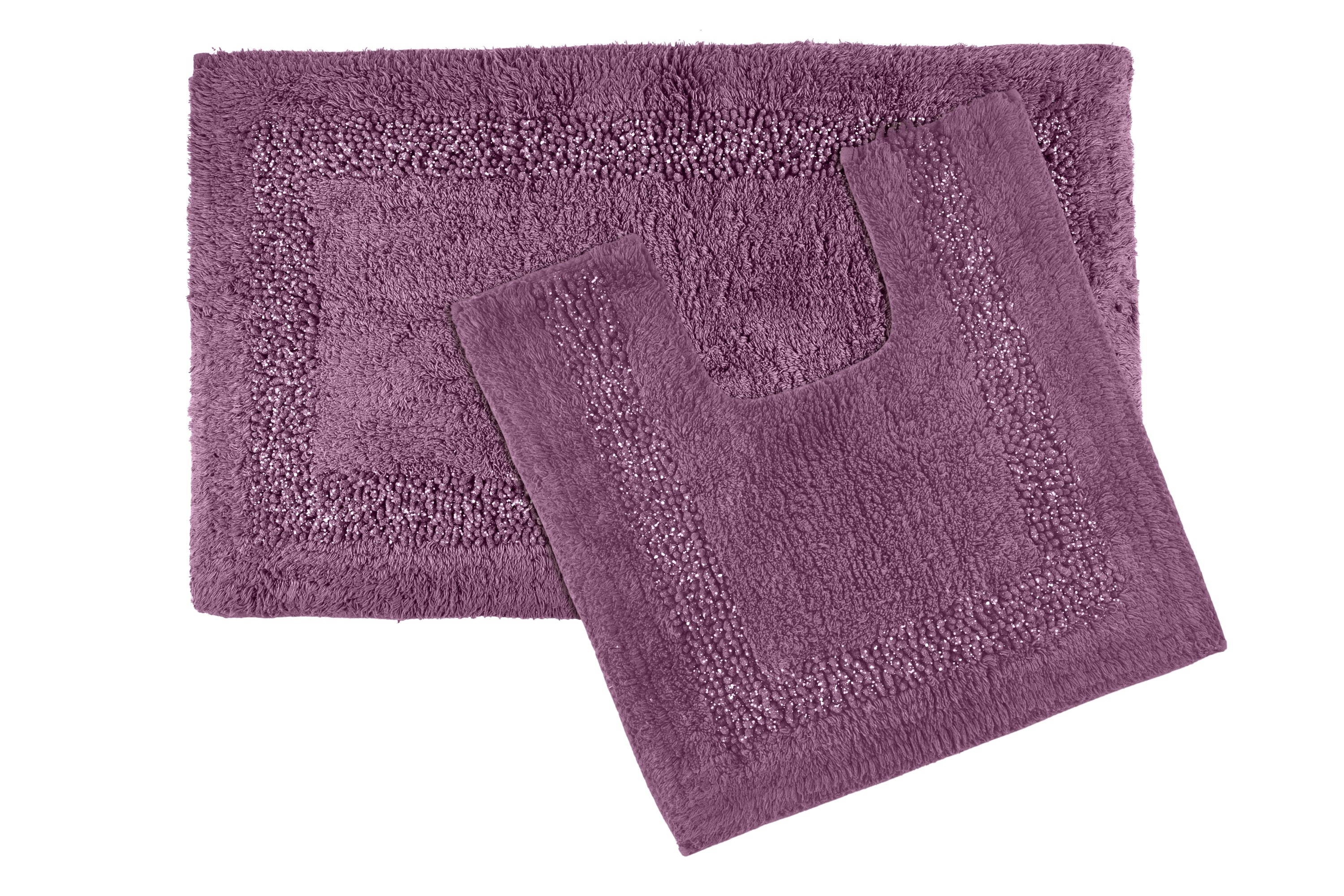 Diamante Sparkle 100% Cotton Heavyweight 2 Piece Bath Mat & Pedestal Bathroom Toilet Set - Image 2