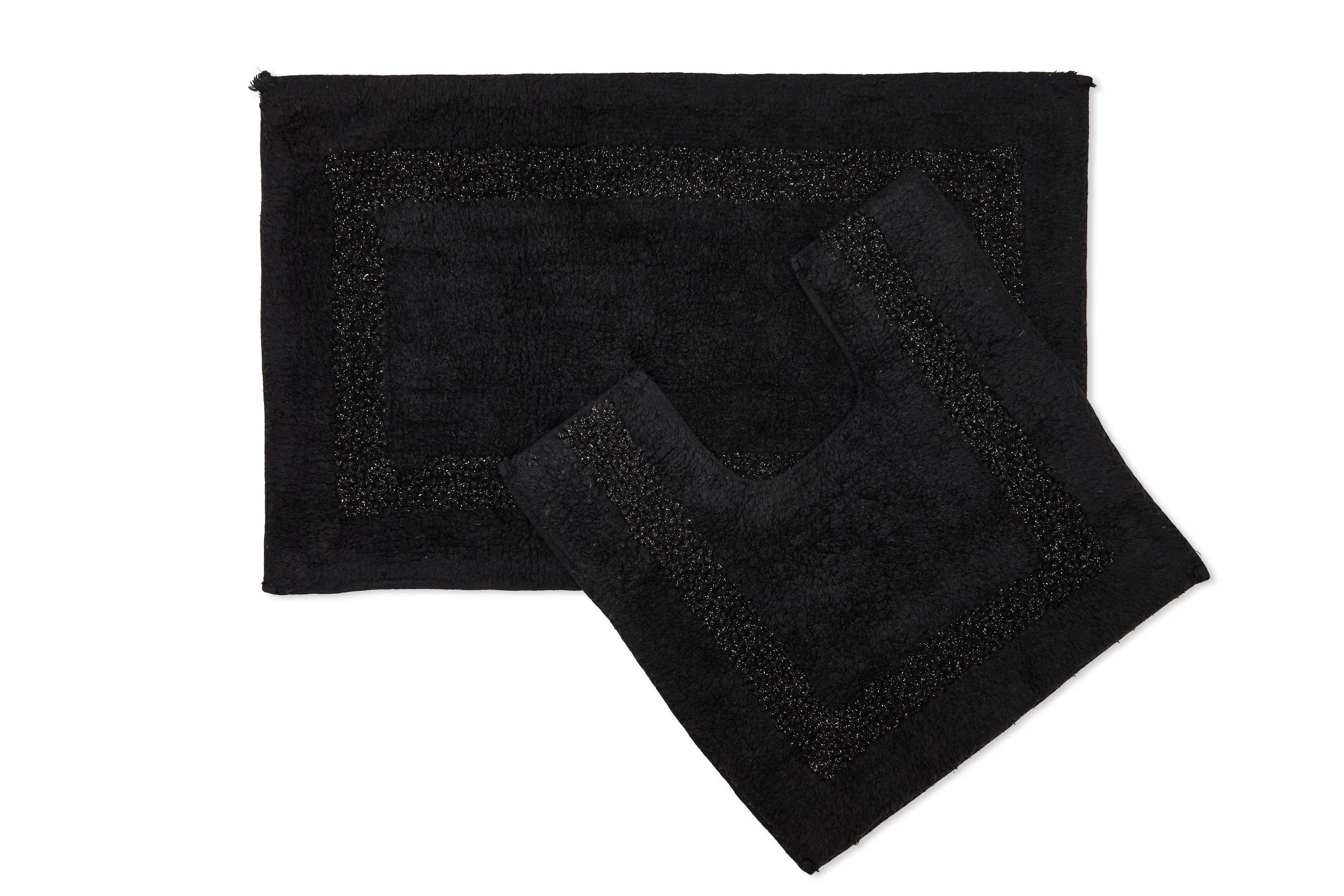 Diamante Sparkle 100% Cotton Heavyweight 2 Piece Bath Mat & Pedestal Bathroom Toilet Set - Image 3