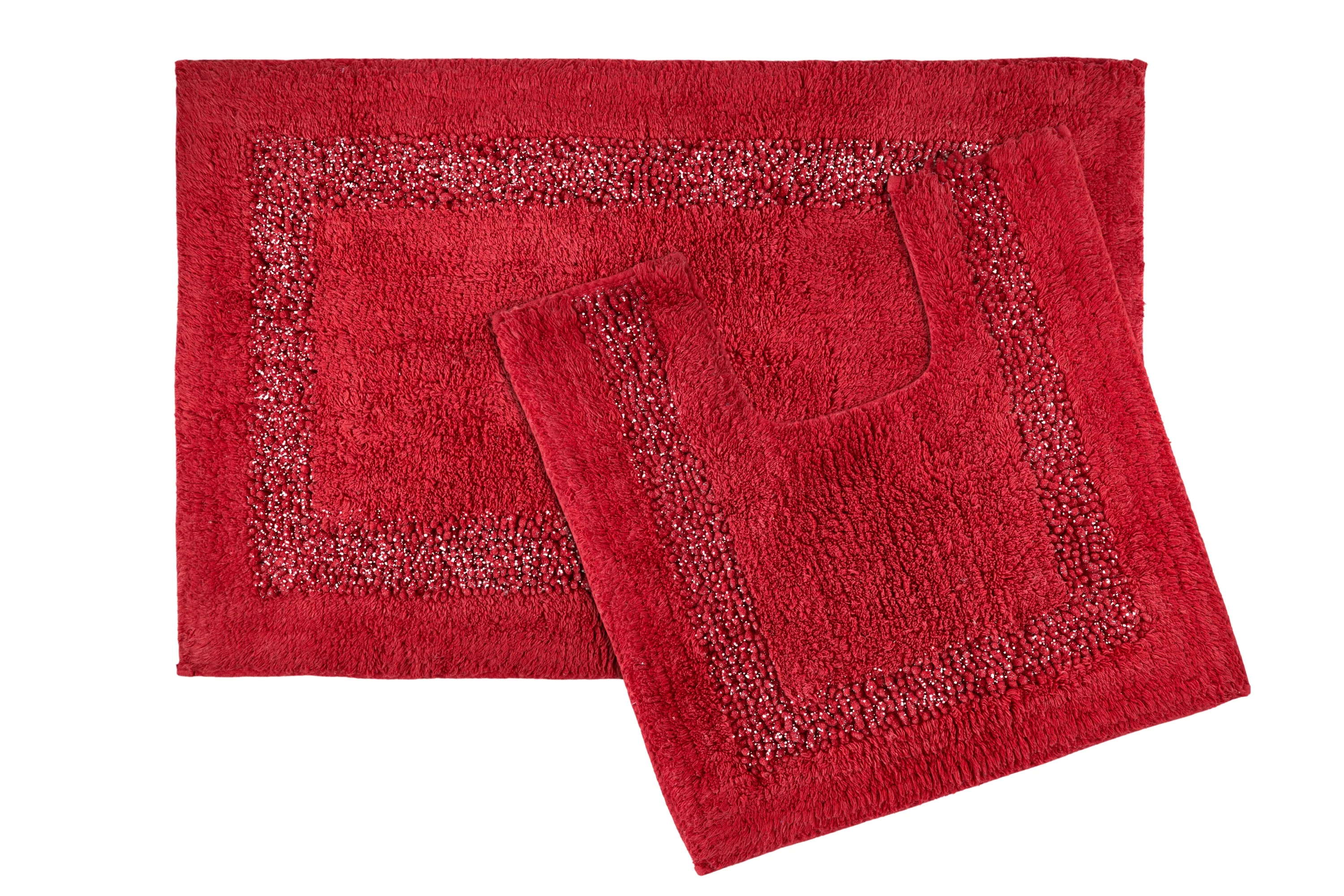 Diamante Sparkle 100% Cotton Heavyweight 2 Piece Bath Mat & Pedestal Bathroom Toilet Set - Image 5