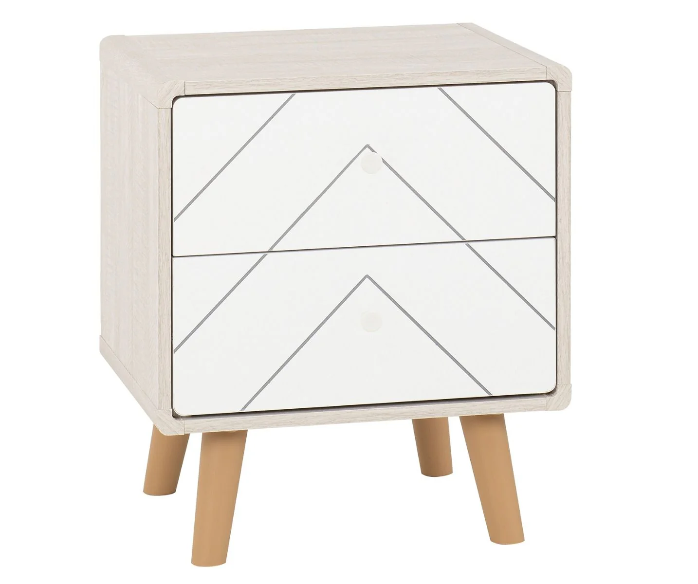 DIXIE 2 DRAWER BEDSIDE - DUSTY GREY/WHITE - Image 2