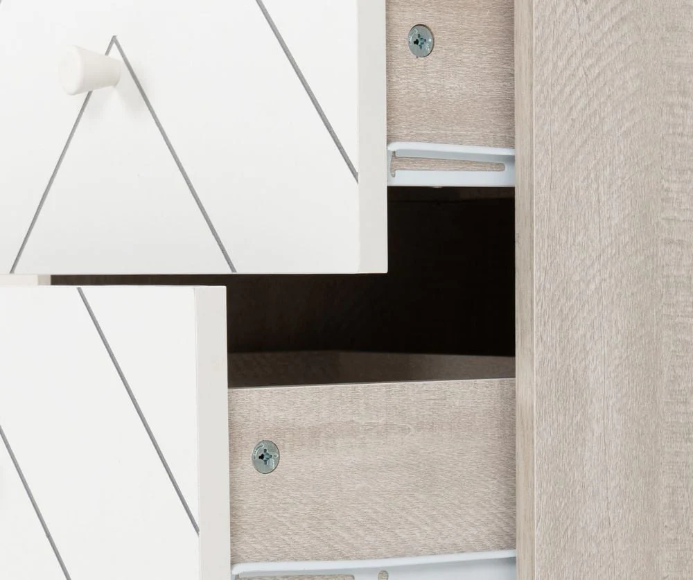 DIXIE 2 DRAWER BEDSIDE - DUSTY GREY/WHITE - Image 5