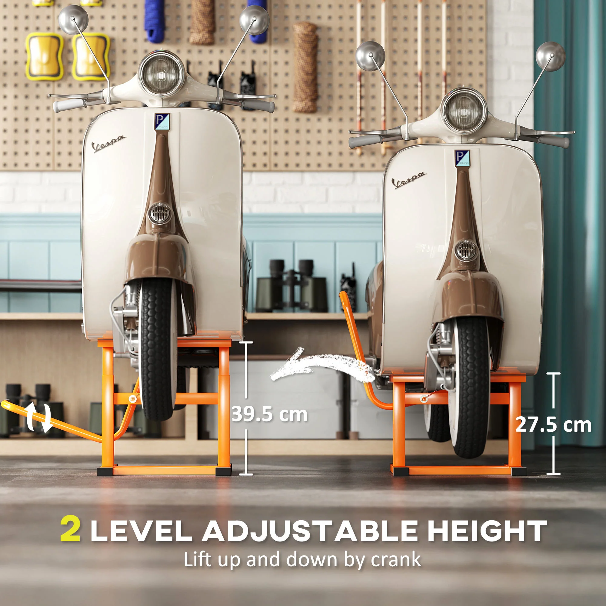 DURHAND 150KG Steel Motorbike Manual Jack Lift Rubber Platform Crank Lift - Image 3