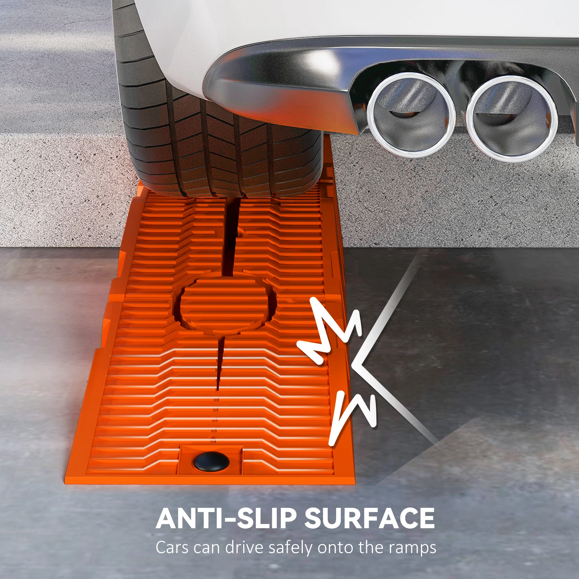 DURHAND 2.5 Ton Plastic Car Lifting Ramps Automotive Vehicle Garage, Orange - Image 4