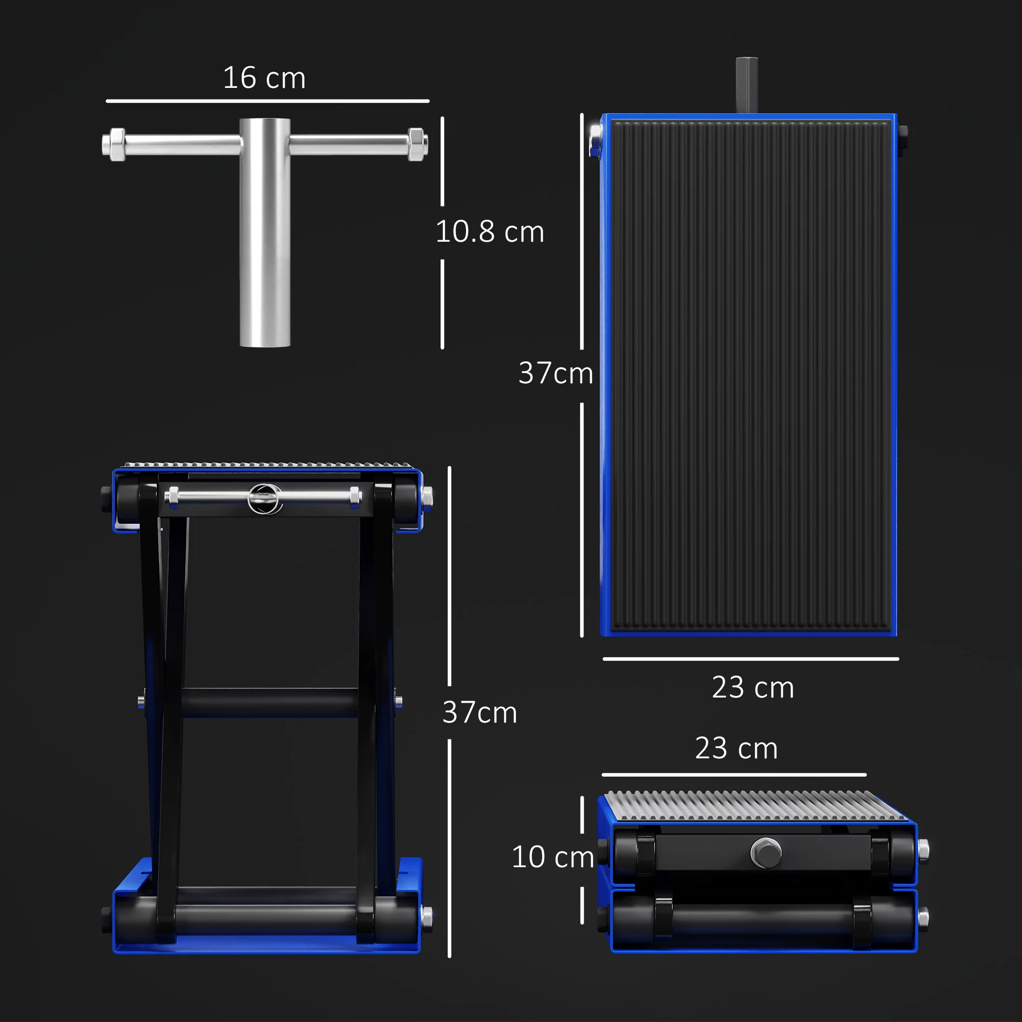 DURHAND 500KG Steel Motorbike Repair Lift X Frame Adjustment Jack Rubber Top Blue - Image 5