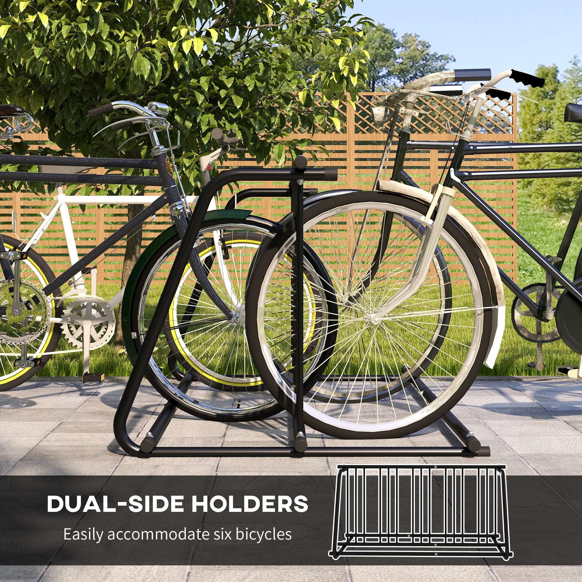 DURHAND Bike Stand 6 Bicycle Storage Rack For Indoor Garages Flat Use - Image 3