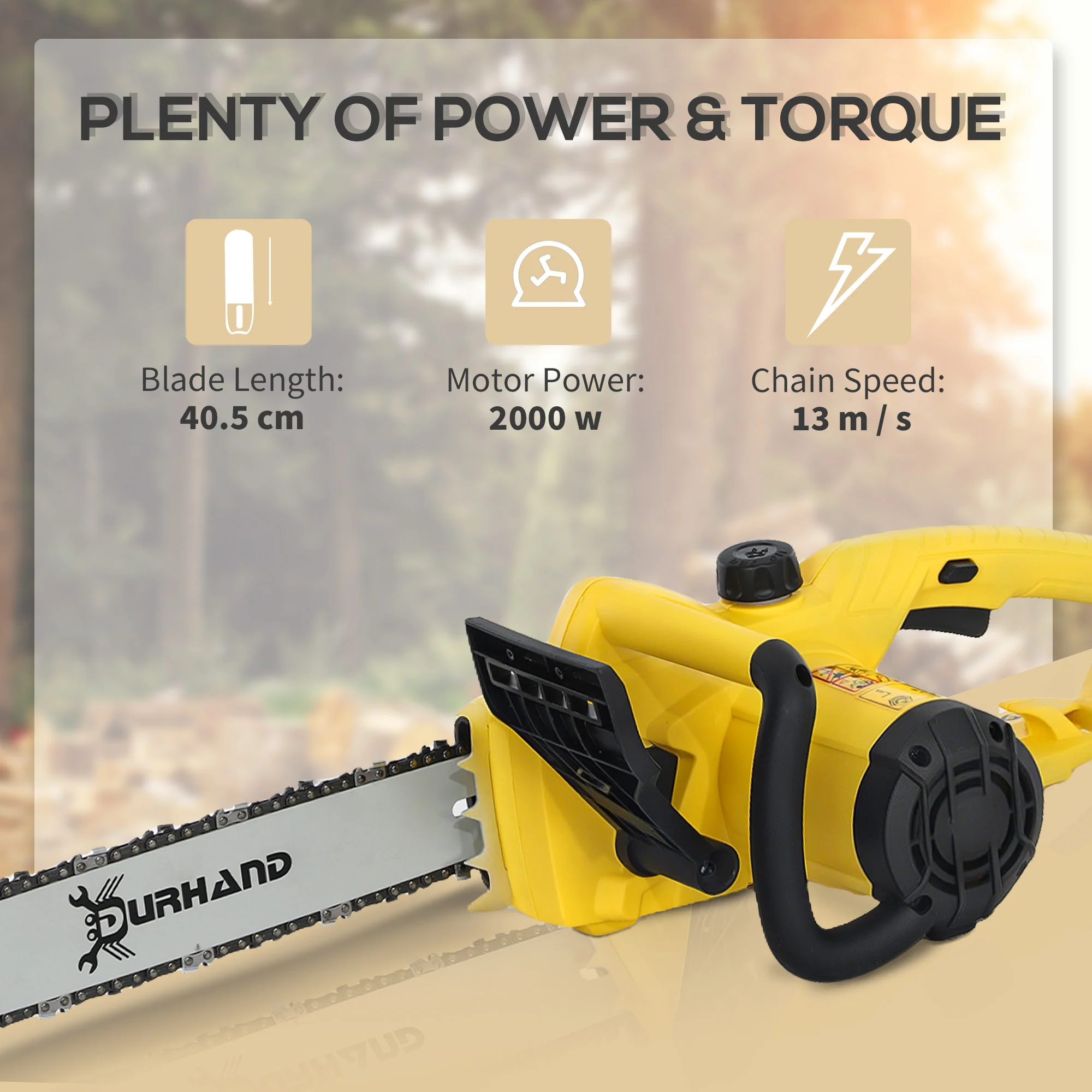 DURHAND Electric Chainsaw Garden Tools, 2000 W, 40 Cm Blade For Wood - Image 12