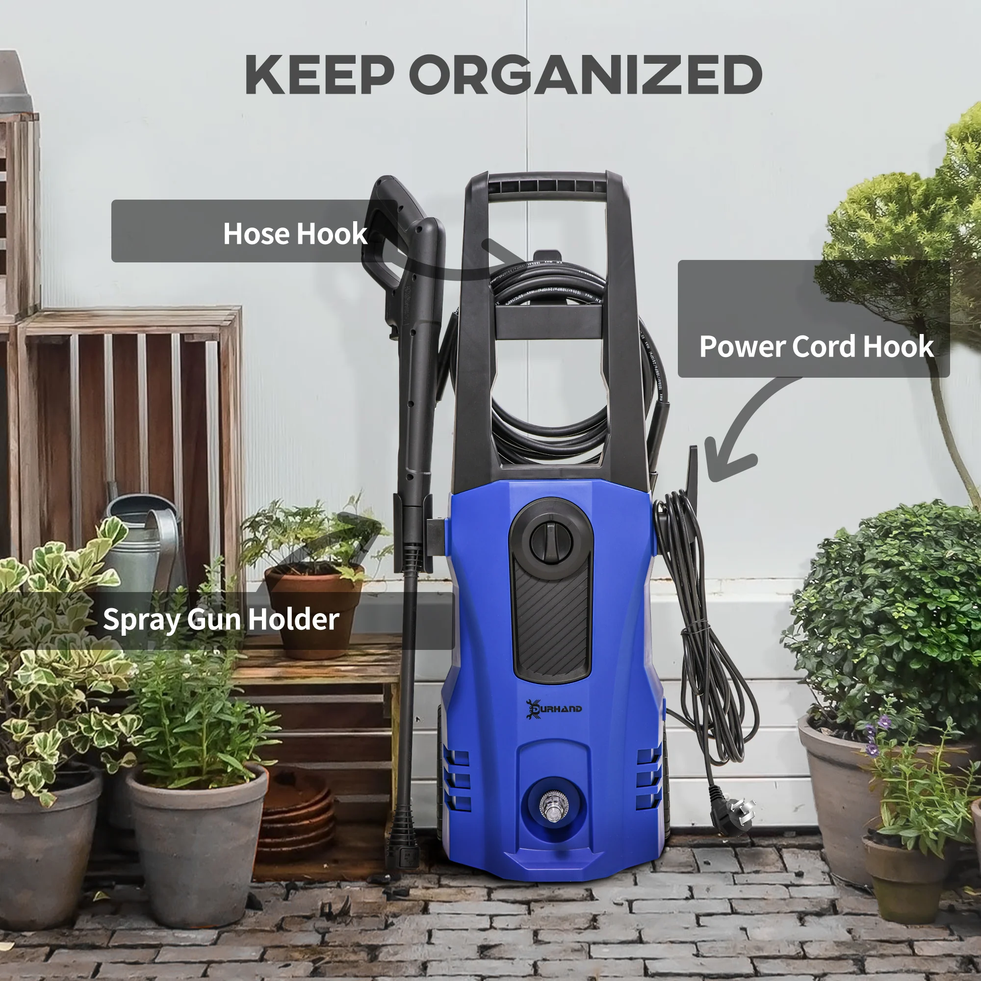 DURHAND High-Performance Power Washer 1800W, 150 Bar, 510 L/h, Blue - Image 7